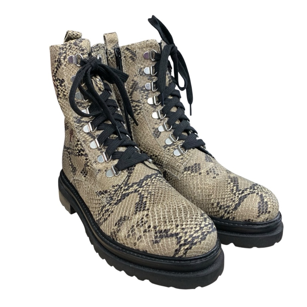 ANTHROPOLOGIE Snakeskin Lace-Up Combat Boots – Size‎ 39 (US 8.5–9)